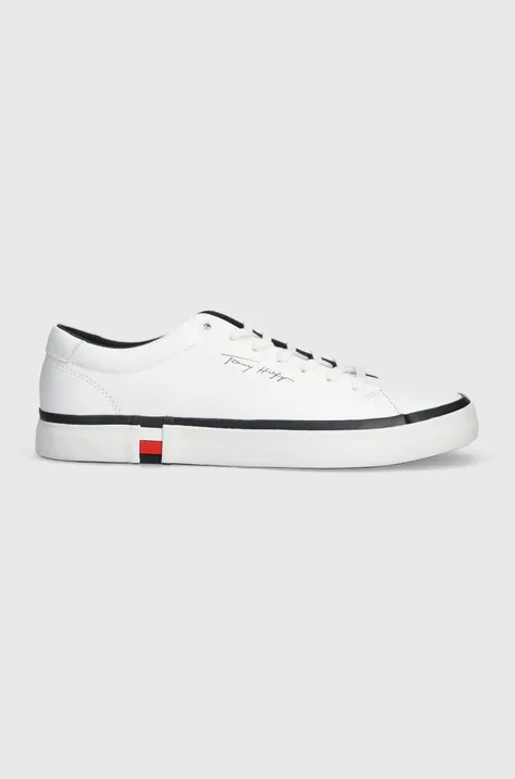 Δερμάτινα αθλητικά παπούτσια Tommy Hilfiger MODERN VULC CORPORATE LEATHER χρώμα: άσπρο, FM0FM04922