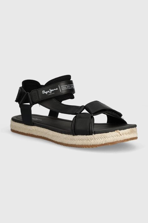 Sandále Pepe Jeans PMS90115 pánske, čierna farba, SUNSET SAVAGE