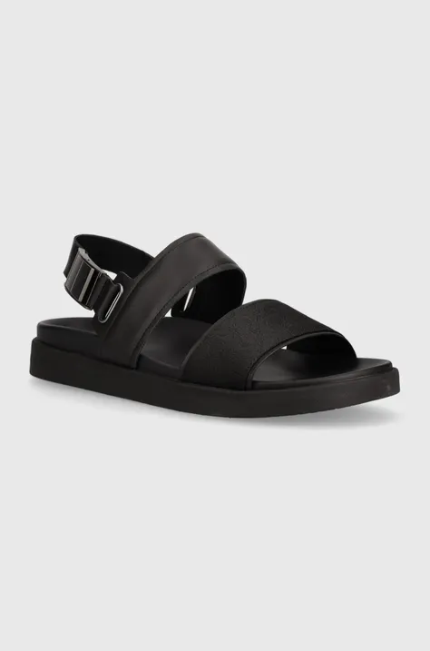 Sandály Calvin Klein BACK STRAP SANDAL JAQ MONO IP pánské, černá barva, HM0HM01421