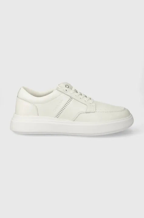Δερμάτινα αθλητικά παπούτσια Calvin Klein LOW TOP LACE UP TAILOR χρώμα: άσπρο, HM0HM01379