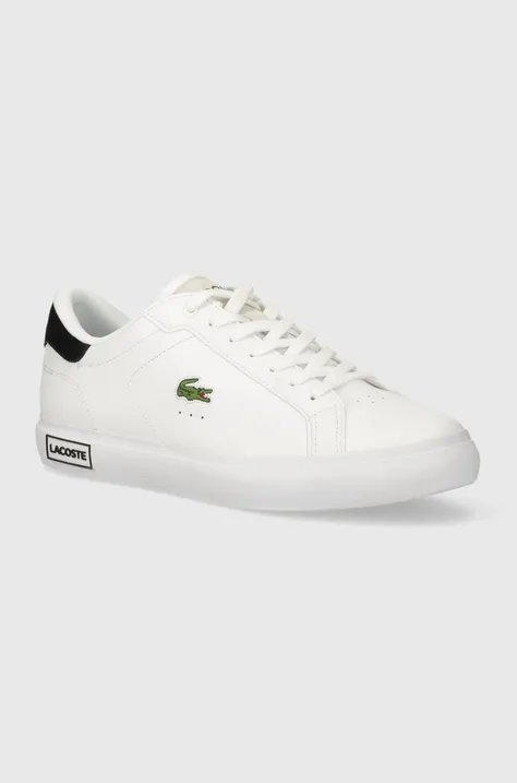 Lacoste sneakers in pelle Powercourt Logo Tongue Leather colore bianco 47SMA0082