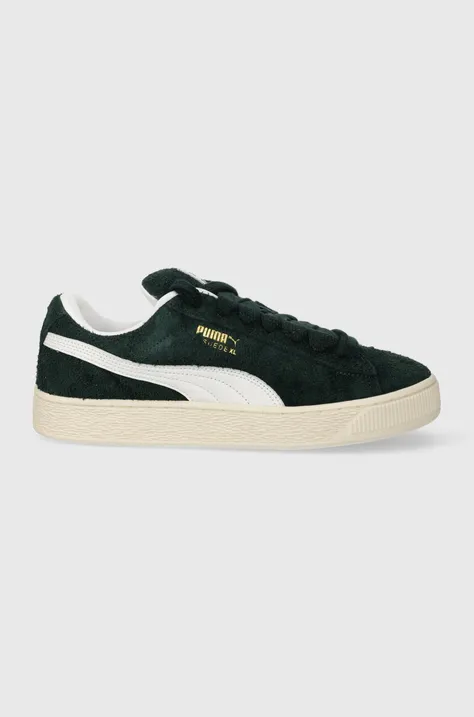 Kožené sneakers boty Puma Suede XL Hairy zelená barva, 397241