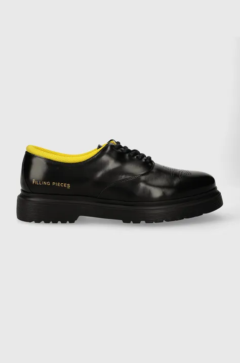 Δερμάτινα κλειστά παπούτσια Filling Pieces Derby Gowtu χρώμα: μαύρο, 74933921967