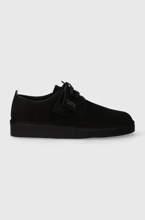 Половинки обувки от велур Clarks Originals Coal London в черно 26171744