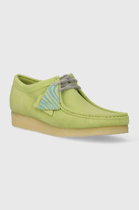 Половинки обувки от велур Clarks Originals Wallabee в зелено 26175855