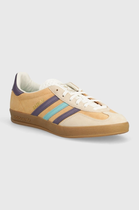 Kožne tenisice adidas Originals Gazelle Indoor boja: bež, IG1636