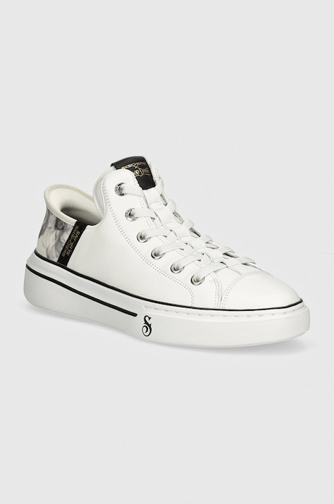 Skechers tenisi de piele SKECHERS X SNOOP DOGG barbati, culoarea alb