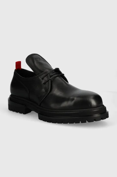 Δερμάτινα κλειστά παπούτσια 424 Derby χρώμα: μαύρο, FF4SMQ50BP-PE002.999