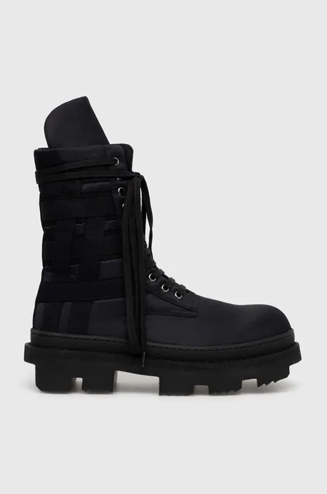 Rick Owens shoes Woven Padded Boots Army Megatooth Ankle Boot men's black color DU01D1851.BRER1.999