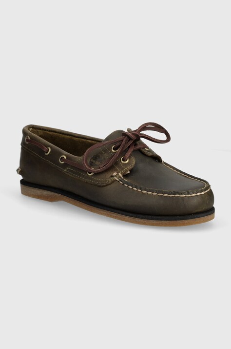 Kožené polobotky Timberland Classic Boat pánské, zelená barva, TB0A4187ET41