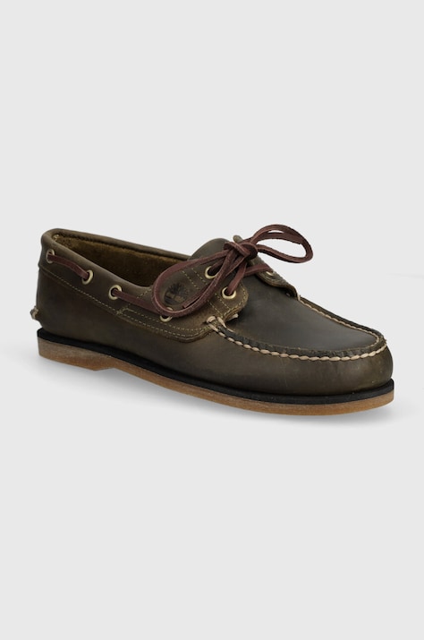 Kožené polobotky Timberland Classic Boat pánské, zelená barva, TB0A4187ET41