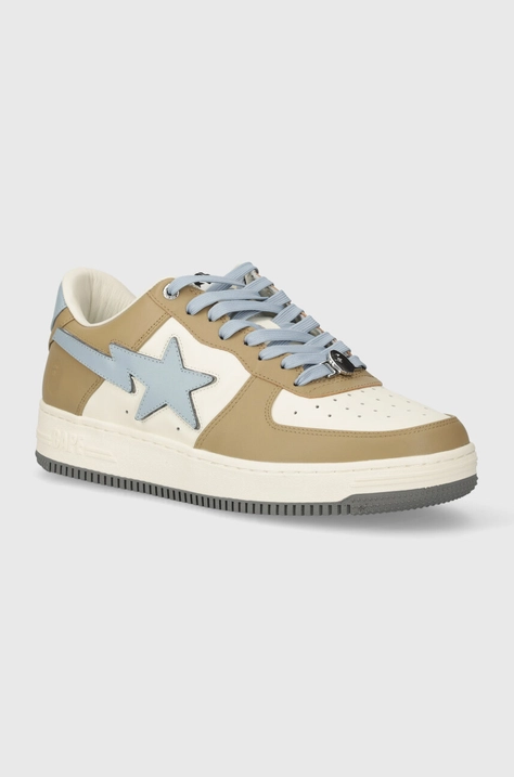 Кожаные кроссовки A Bathing Ape Bape Sta #4 M1 цвет бежевый 1J30191011