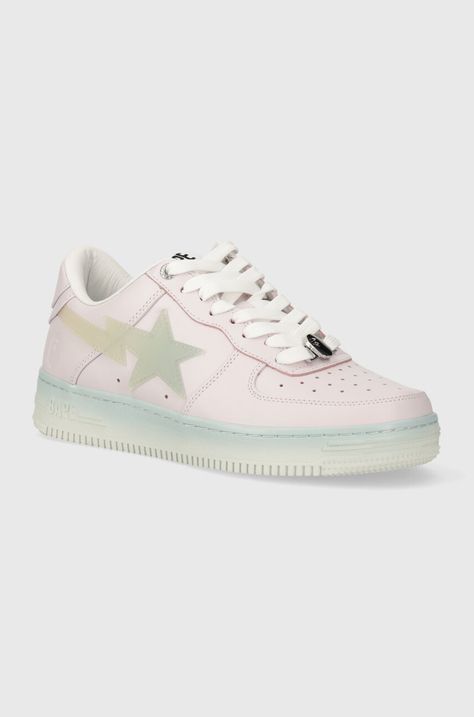 Кожени маратонки A Bathing Ape Bape Sta #5 M1 в розово 1J80191054
