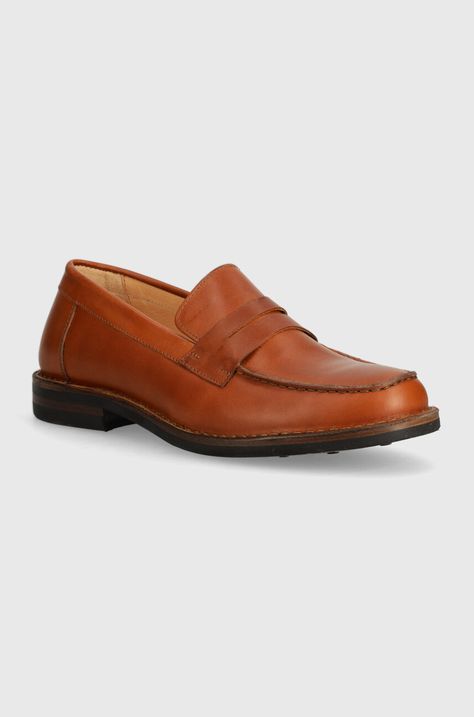 Astorflex mocasini de piele Mokaflex Rubber barbati, culoarea bej, MOKAFLEX.RUBBER.710.417