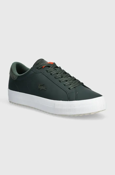 Δερμάτινα αθλητικά παπούτσια Lacoste Powercourt Winter Leather χρώμα: πράσινο, 46SMA0082