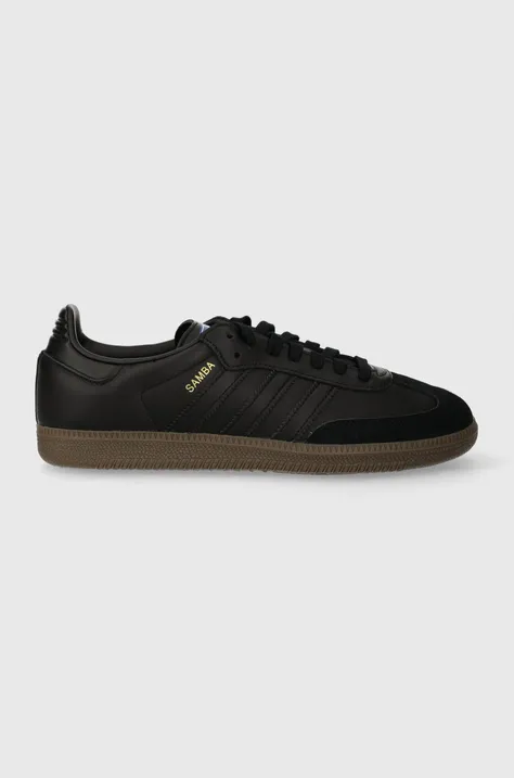 Δερμάτινα αθλητικά παπούτσια adidas Originals Samba OG χρώμα: μαύρο, IE3438