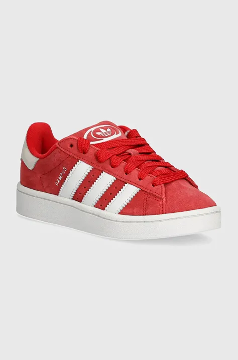 Usnjene superge adidas Originals Campus 00s J rdeča barva, IG1230