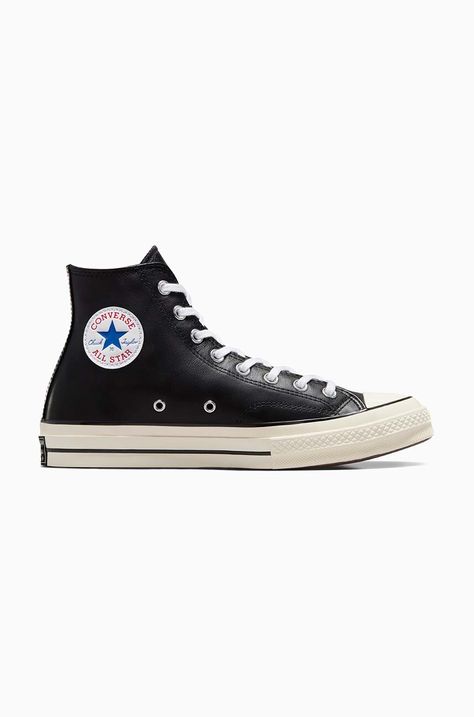 Converse tenisi de piele Chuck 70 HI culoarea negru, A07200C