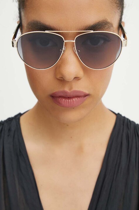 Guess okulary przeciwsłoneczne damskie kolor złoty GF0414 32B