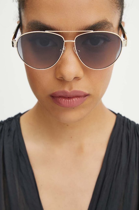 Guess okulary przeciwsłoneczne damskie kolor złoty GF0414 32B