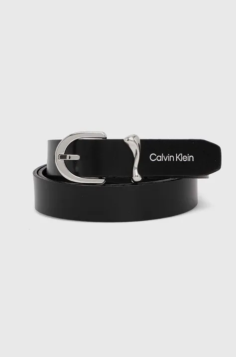 Kožený opasok Calvin Klein dámsky,čierna farba,K60K611398