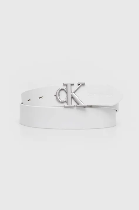 Αναστρέψιμη ζώνη Calvin Klein Jeans χρώμα: άσπρο