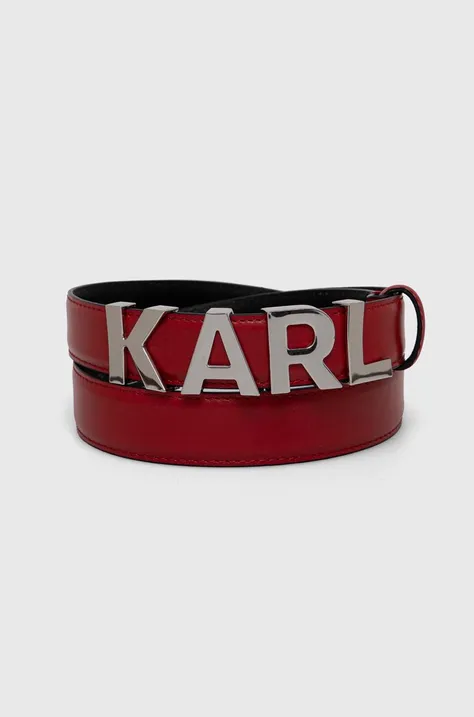 Kožni remen Karl Lagerfeld za žene, boja: crvena
