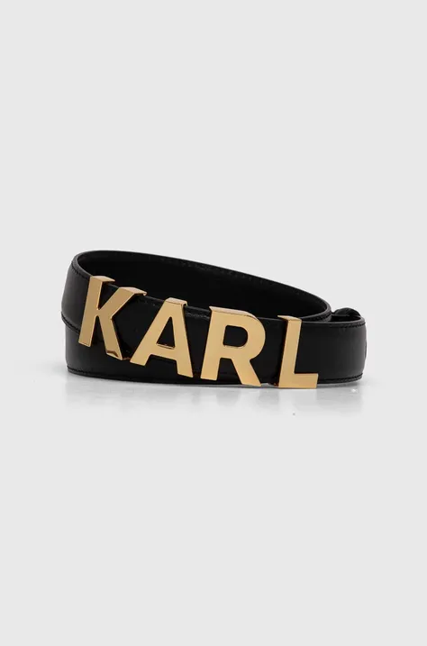 Шкіряний ремінь Karl Lagerfeld жіночий колір чорний