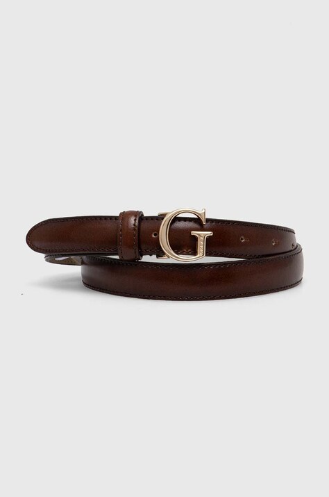 Δερμάτινη ζώνη Guess χρώμα: καφέ