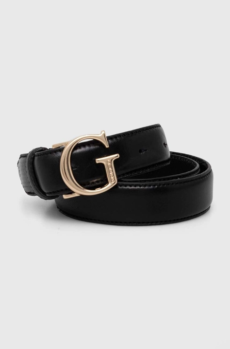 Guess curea de piele femei, culoarea negru