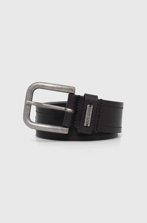 Δερμάτινη ζώνη Pepe Jeans SANDRO BELT χρώμα: μαύρο PM021017