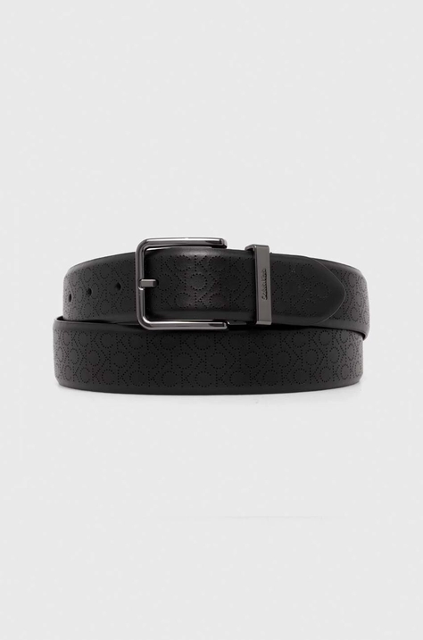 Calvin Klein curea de piele barbati, culoarea negru