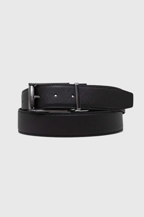 Calvin Klein curea de piele cu doua fete barbati, culoarea negru