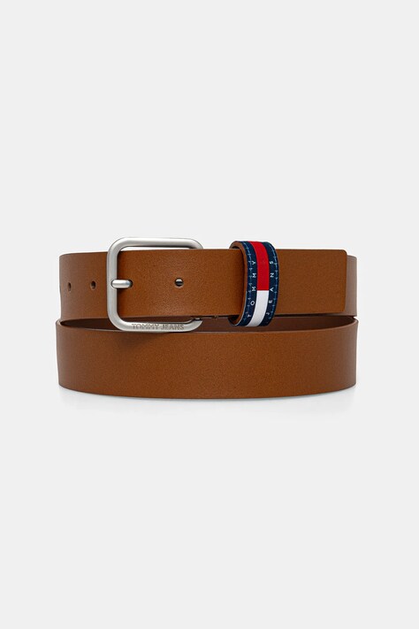 Tommy Jeans curea de piele bărbați, culoarea maro, AM0AM12337