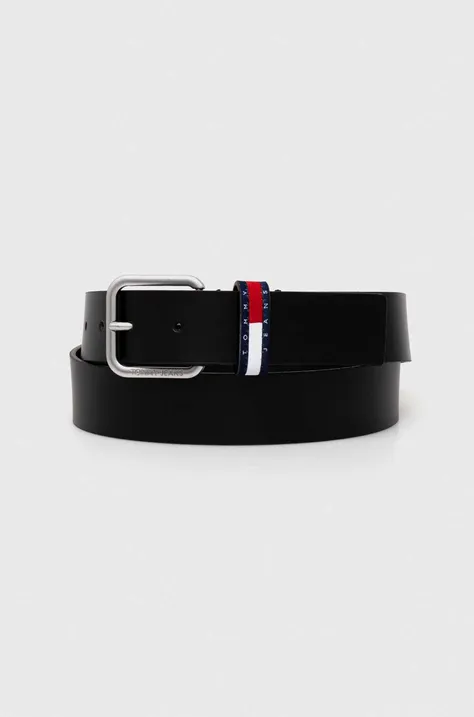 Tommy Jeans curea de piele bărbați, culoarea negru AM0AM12337