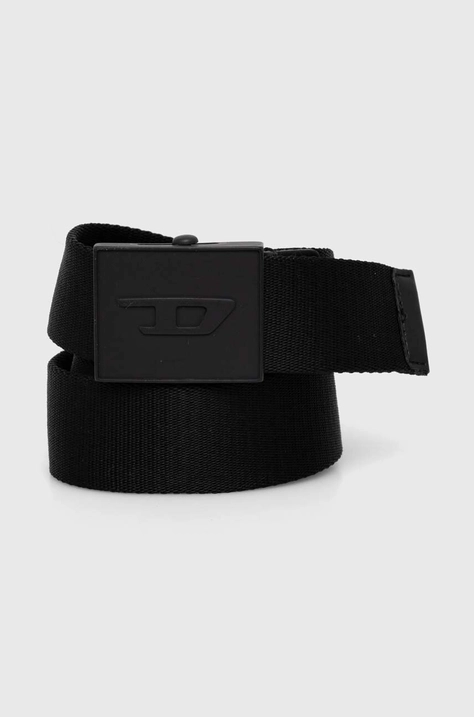 Diesel pasek D LOGO B-PLAKUE BELT męski kolor czarny X09734.P4292