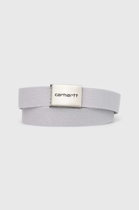 Pásek Carhartt WIP Clip Belt Chrome šedá barva, I019176.1YEXX
