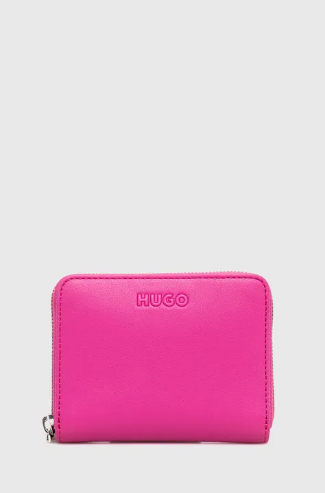 HUGO portfel damski kolor różowy