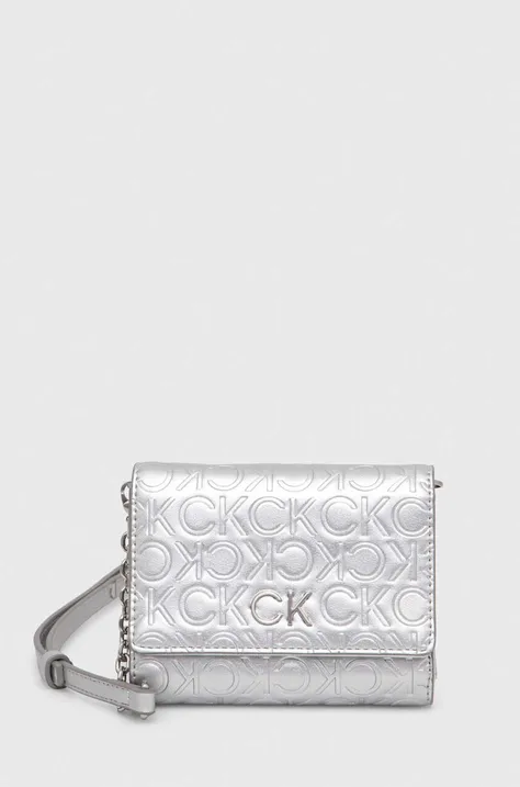 Calvin Klein portofel femei, culoarea argintiu K60K611383