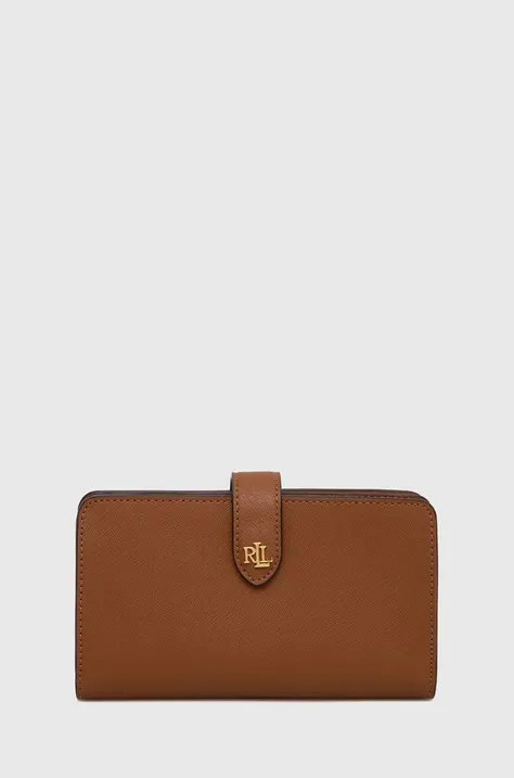 Peňaženka Lauren Ralph Lauren dámsky, hnedá farba