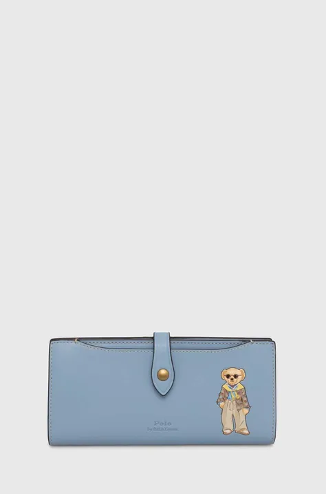 Polo Ralph Lauren portfel skórzany damski kolor niebieski