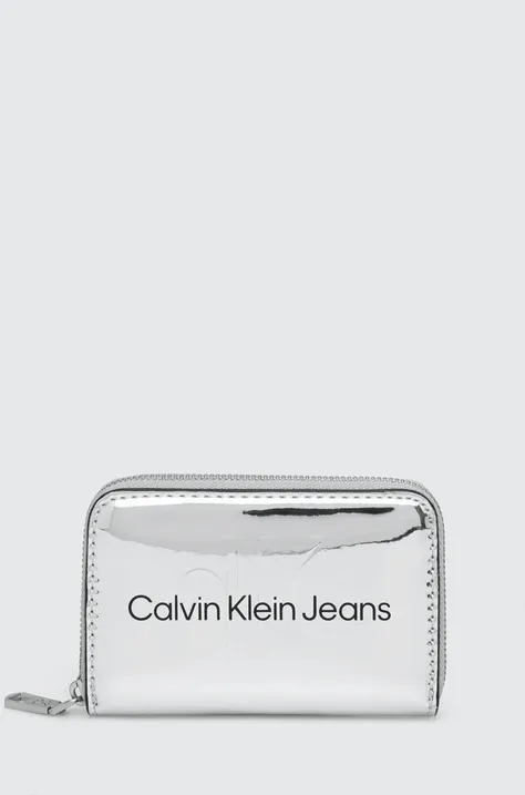 Denarnica Calvin Klein Jeans ženski, srebrna barva
