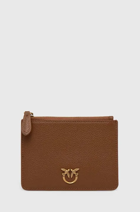 Pinko portfel skórzany damski kolor brązowy 102857.A158