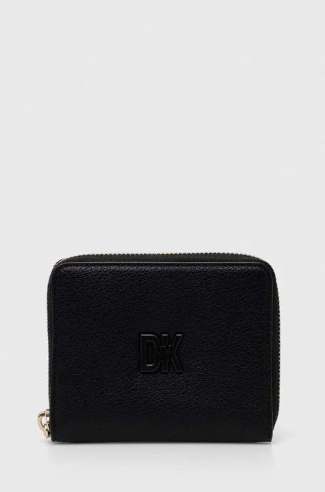 Δερμάτινο πορτοφόλι DKNY γυναικείο, χρώμα: μαύρο, R411KB98