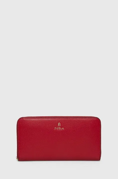 Furla portfel skórzany damski kolor czerwony