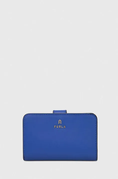 Furla portfel skórzany damski kolor niebieski