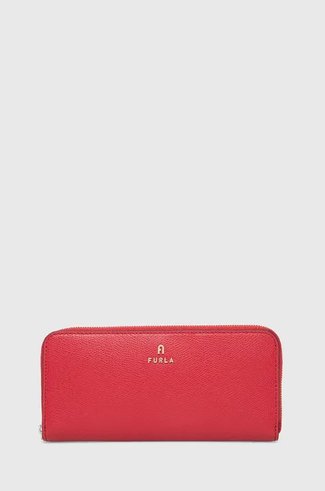 Kožená peňaženka Furla dámsky, červená farba