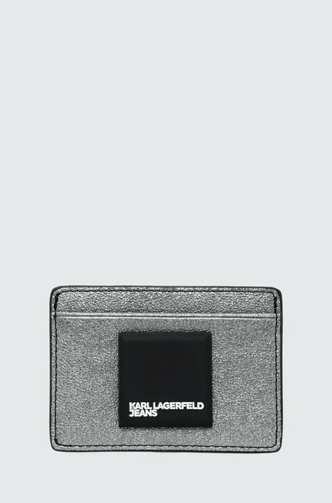 Puzdro na karty Karl Lagerfeld Jeans strieborná farba