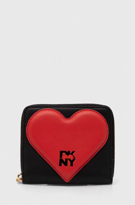 Δερμάτινο πορτοφόλι DKNY HEART OF NY γυναικείες, χρώμα: μαύρο, R411ZF05