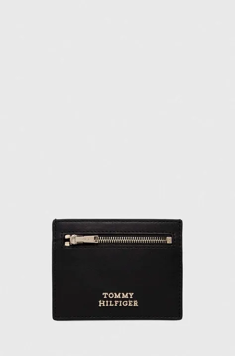 Kožni novčanik Tommy Hilfiger za žene, boja: crna
